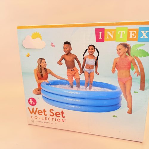 Mėlynas pripučiamas triejų žiedų baseinas iš „Intex Wet Set Collection“ serijos