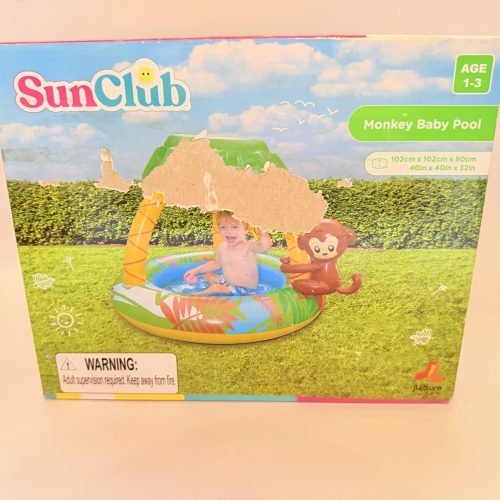 SunClub Monkey Baby pripučiamas vaikiškas baseinas su stogeliu